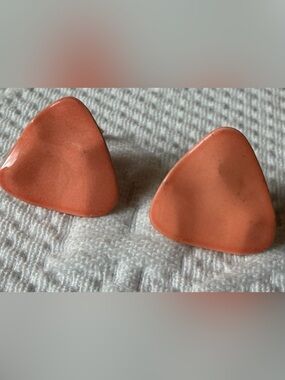 Vintage Coral Triangle Clip-On Earrings
